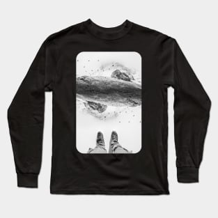 Eagle Mountain black and white photo manipulation illustration Long Sleeve T-Shirt